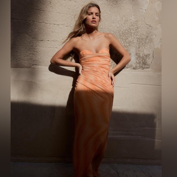 ZARA STRAPLESS PRINTED TULLE DRESS - Picture 2 of 5